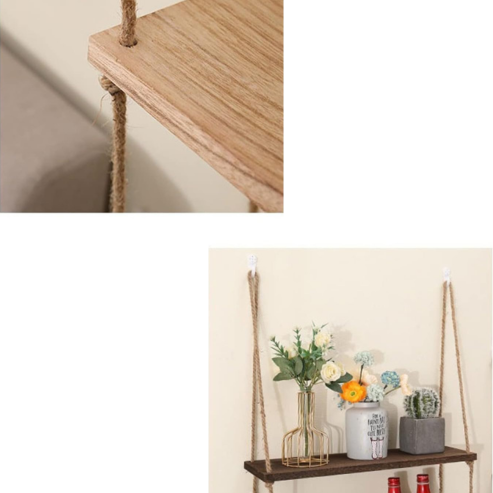 Étagères flottantes murales en bois pour plantes, support de rangement suspendu type balançoire, décoration naturelle pour salon, maison ou balcon – modèle T1